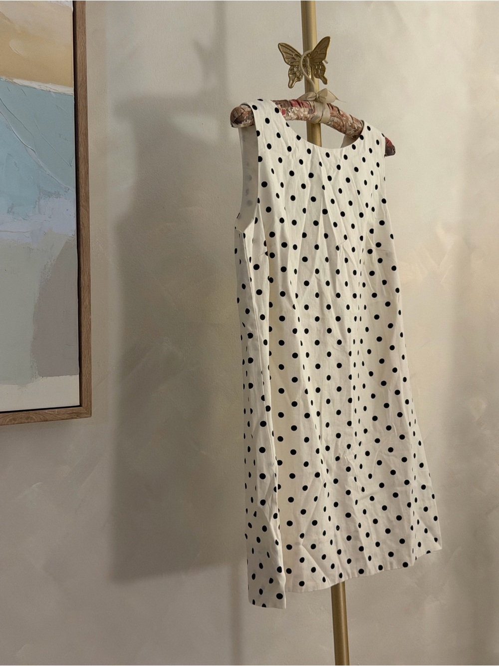 GAP White Sleeveless Polka Dot Shift Dress